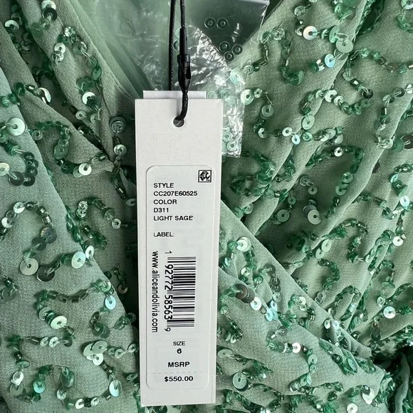 ALICE + OLIVIA CELESTINE EMBROIDERED WRAP DRAPED MINI DRESS - Picture 8 of 15